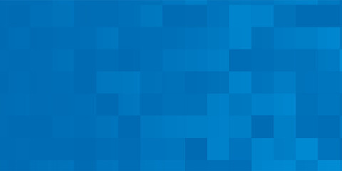 Blue mosaic pixel background with copy space. Gradient abstract tile background. Rectangular check pattern.