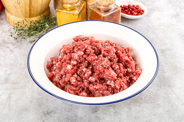 Raw beef minced meat for cooking