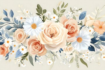 Soft Pastel Colored Happy Mothers Day Card with Elegant Floral Design