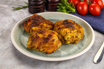 Roasted chicken thighs  with spices