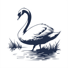 silhouette swan on white background