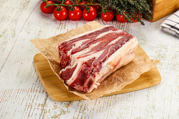 Raw beef ribs for cooking