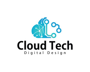cloud tech logo creative design concept network