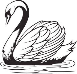 Obraz premium silhouette swan on white background