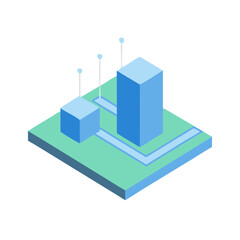 Smart City Infrastructure Diagram Isometric View illustration Isolated