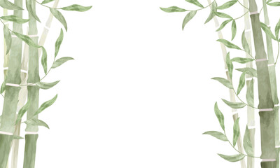 水彩で描いた左右を囲む竹のフレーム