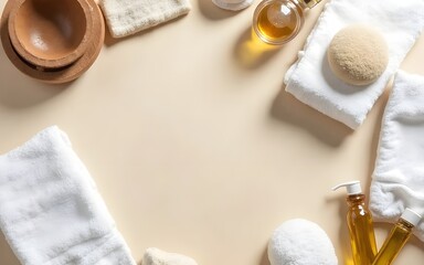Spa and Wellness Flat Lay with Blank Space