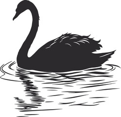 silhouette swan on white background