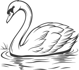 silhouette swan on white background