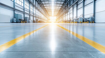A manufacturing plant interior with heavy equipment like hydraulic presses and active metal fabrication areas, including welding stations, all operating under strict safety protocols for industrial