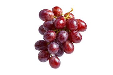 Fototapeta premium Bunch of fresh red grapes with water droplets isolated on transparent background. Ideal for food, health, and nutrition concepts