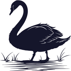 silhouette swan on white background