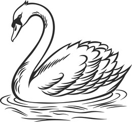 silhouette swan on white background
