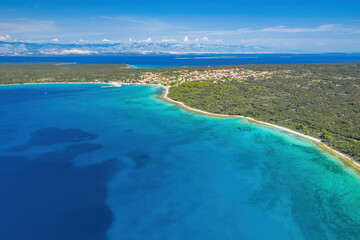 Blue waters in the shallows of Molat Island in Croatia