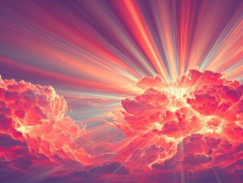 Fiery sunset clouds - Powered by Adobe