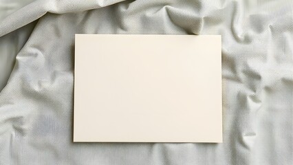 Fototapeta premium Matte cream cardstock positioned on sage-colored fabric board with slight wrinkle, ideal for botanical branding
