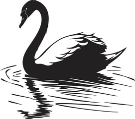 silhouette swan on white background