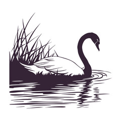 silhouette swan on white background
