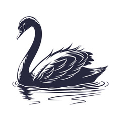 silhouette swan on white background