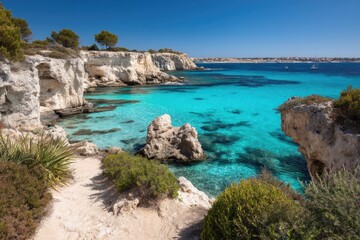 Serene Coastline Azure Waters and White Cliffs