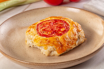 Chicken chop cutlet with cheese and tomato