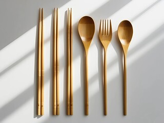 eco-friendly minimalist bamboo cutlery set for a sustainable lifestyle