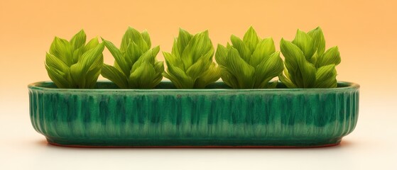 Green planter with succulents