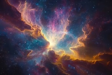Colorful animated nebula background showcasing vibrant cosmic elements in deep space, A colorful animated space nebula background Created with some elements made with generative AI