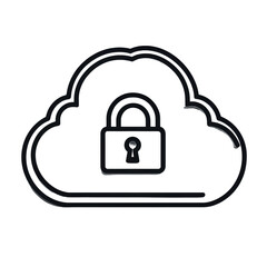 Secure cloud storage icon with padlock symbolizing data protection