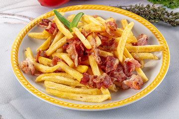 French fry potato with bacon