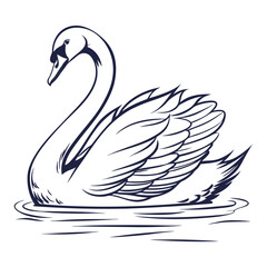 silhouette swan on white background