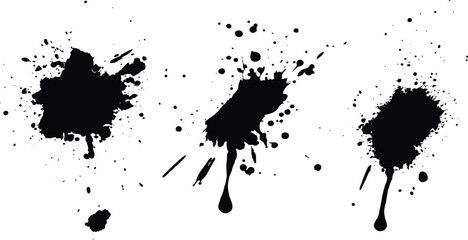Vector simple black brush set stroke on a clean white background. Abstract black in splash, paint, brush strokes, stain grunge isolated on white background