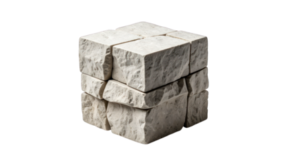 Abstract stone cube design isolated on transparent background