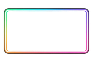 Colorful neon rectangle frame mockup isolated on transparent background