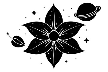 Cosmic bloom celestial flower and planet design