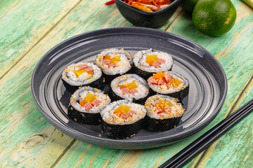 Koream homemade roll Kimbap with nori seaweed