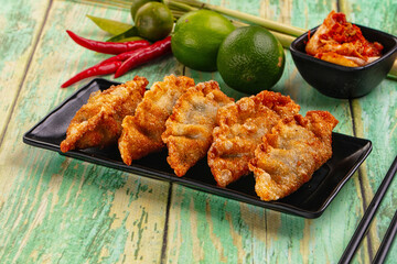 Asian fried stuffed dumplings gyoza