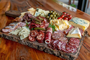 Gourmet charcuterie board featuring a variety of meats and cheeses for elegant gatherings