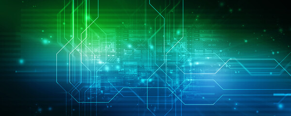 2d illustration Abstract futuristic electronic circuit technology background