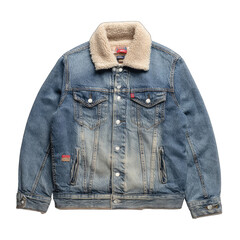 Light blue denim jacket with sherpa collar (4)
