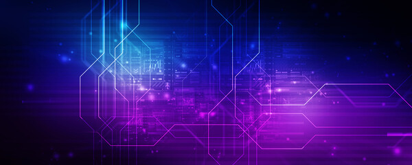 2d illustration Abstract futuristic electronic circuit technology background