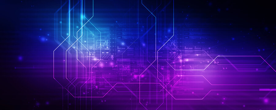 2d illustration Abstract futuristic electronic circuit technology background