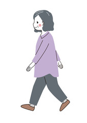 歩いている高齢女性