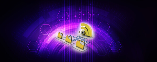 3d illustration WiFi symbol with cloud folder