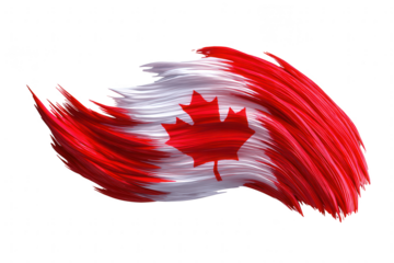 Abstract canadian flag swirl design isolated on transparent background
