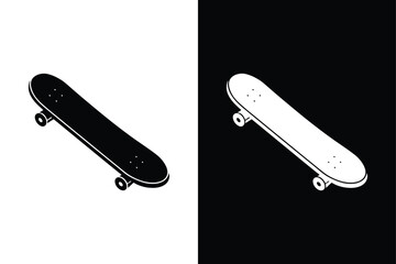 Black Skateboard Silhouette. Clean Vector Illustration Icon