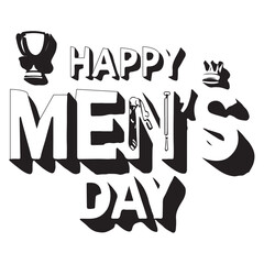 Happy Mens Day design illustration in paper cut style with light backgroud and icons. 
