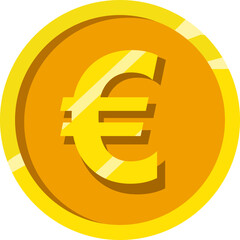 Golden euro coin isolated coin icon. Vector illustration