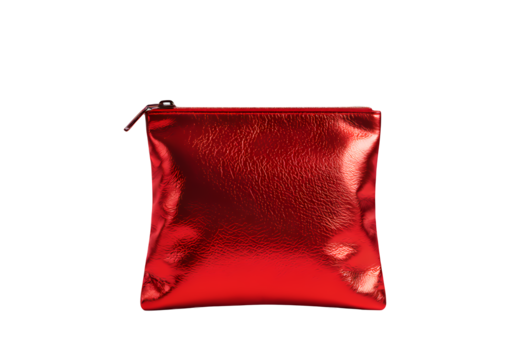 Red Metallic Clutch, Transparent Background, Elegant Design Element