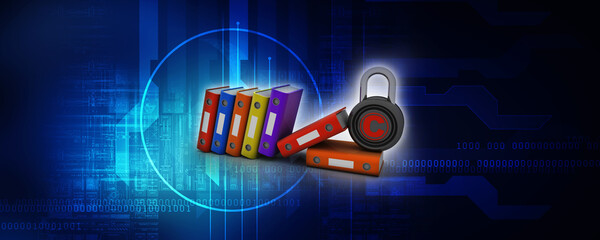 3d rendering office document Binder with copyright lock